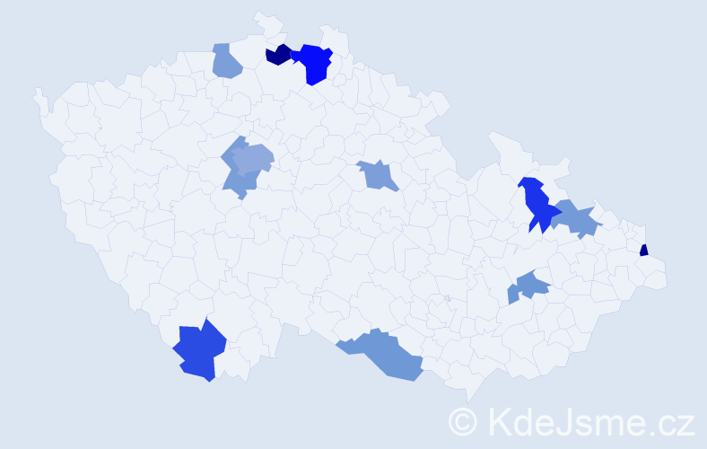 Jméno: 'Noe', počet výskytů 18 v celé ČR