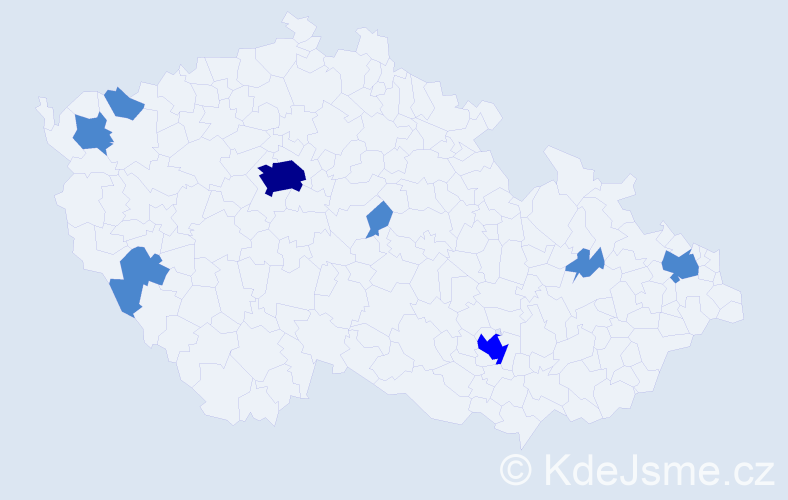 Jméno: 'Francisca', počet výskytů 11 v celé ČR