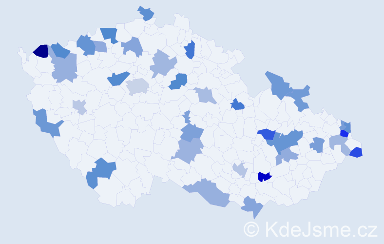 Jméno: 'Valentína', počet výskytů 50 v celé ČR