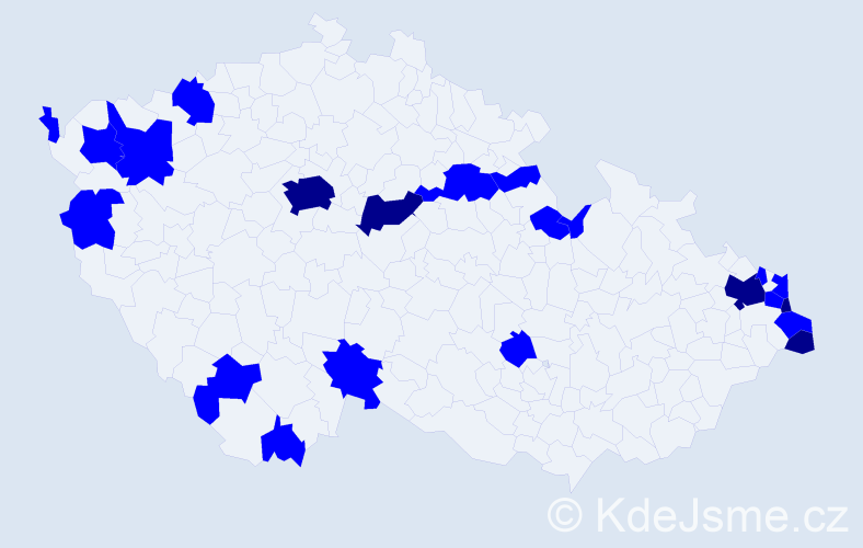 Jméno: 'Kazimíra', počet výskytů 27 v celé ČR