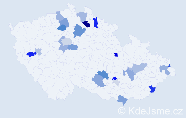 Jméno: 'Jakub František', počet výskytů 27 v celé ČR