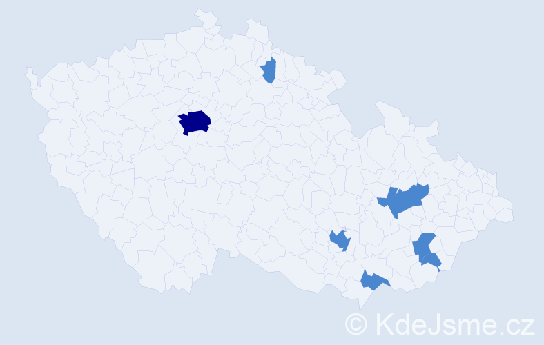 Jméno: 'Indra', počet výskytů 9 v celé ČR