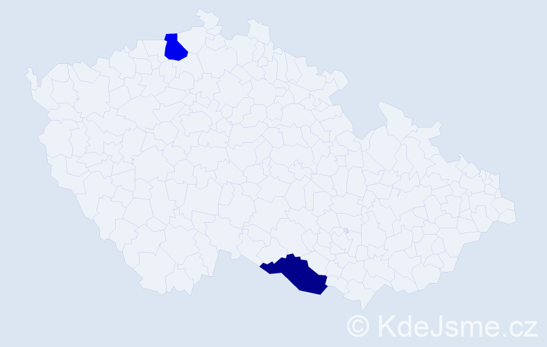 Jméno: 'Safiye', počet výskytů 2 v celé ČR