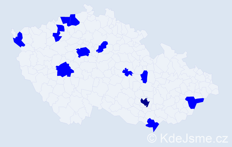 Jméno: 'Augustýn', počet výskytů 14 v celé ČR