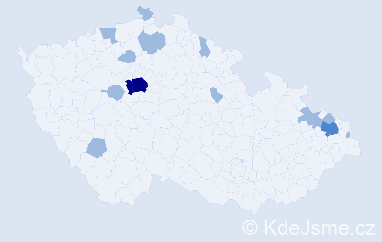 Jméno: 'Vasiĺ', počet výskytů 17 v celé ČR