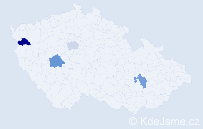 Jméno: 'Tatjana Vladimirovna', počet výskytů 5 v celé ČR