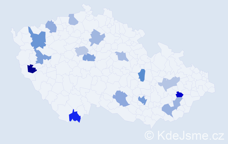 Jméno: 'Kristin', počet výskytů 26 v celé ČR