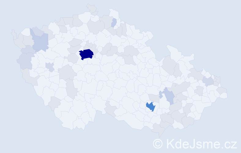 Jméno: 'Carolina', počet výskytů 114 v celé ČR