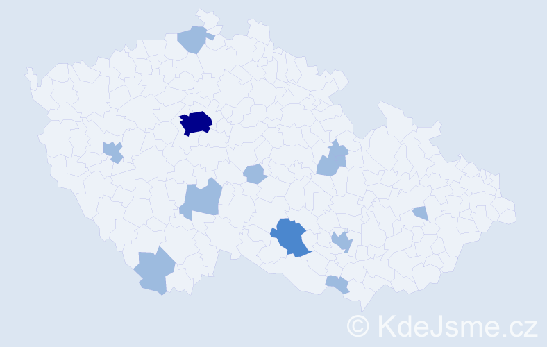 Jméno: 'Georgina', počet výskytů 17 v celé ČR
