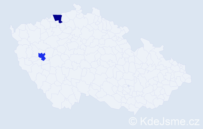 Jméno: 'Zudi', počet výskytů 2 v celé ČR