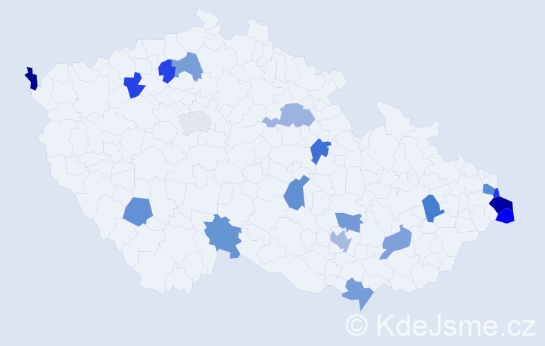 Jméno: 'Genovefa', počet výskytů 23 v celé ČR