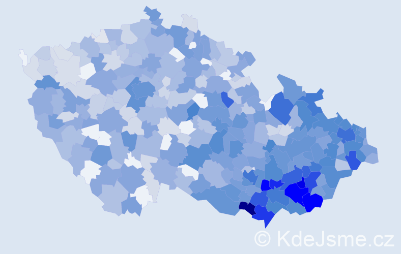 Jméno: 'Bohdana', počet výskytů 1863 v celé ČR