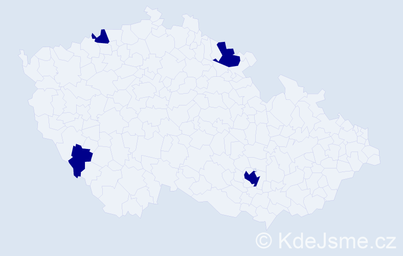 Jméno: 'Jarin', počet výskytů 4 v celé ČR