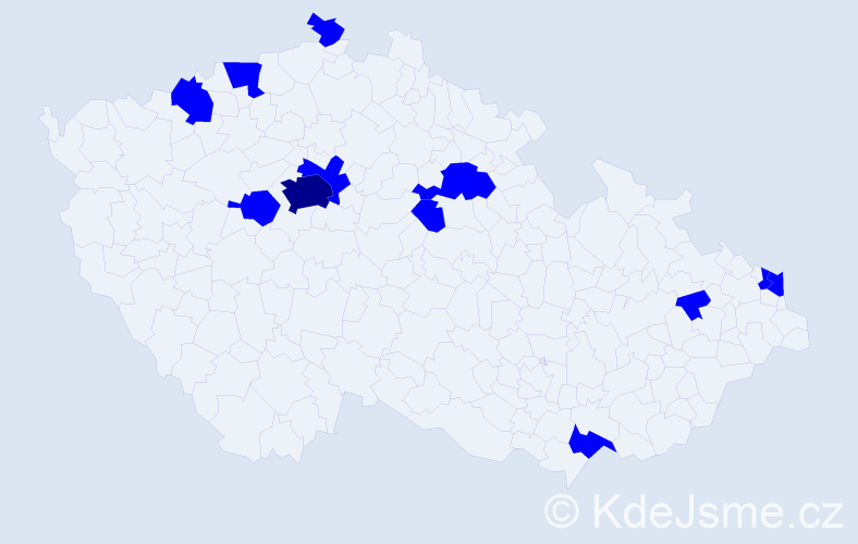 Jméno: 'Xénia', počet výskytů 13 v celé ČR
