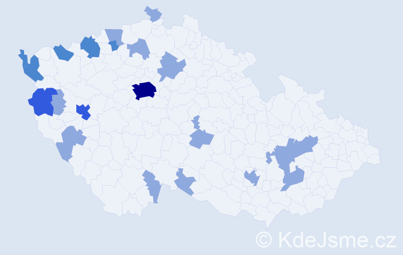 Jméno: 'Dien', počet výskytů 34 v celé ČR