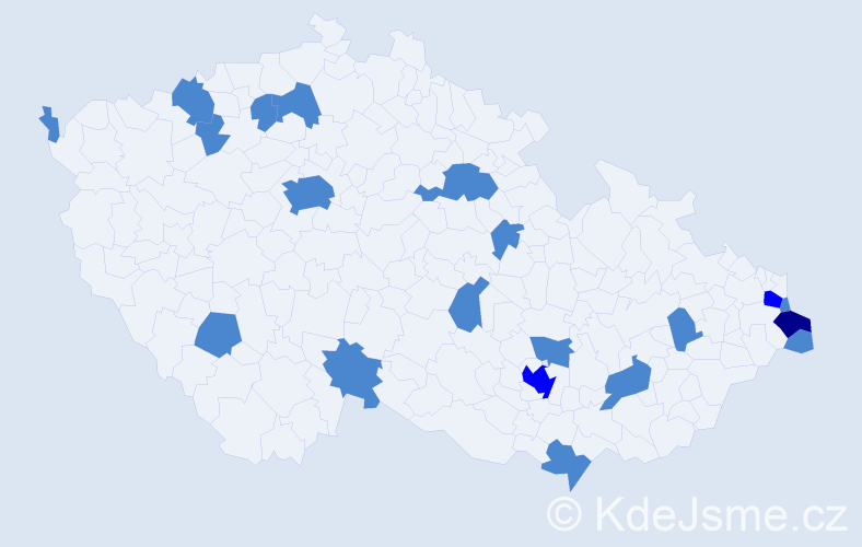 Jméno: 'Genovefa', počet výskytů 24 v celé ČR