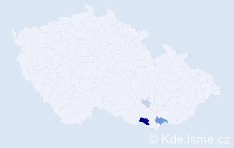 Jméno: 'Tinka', počet výskytů 3 v celé ČR