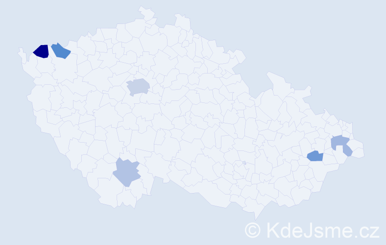 Jméno: 'Asta', počet výskytů 9 v celé ČR