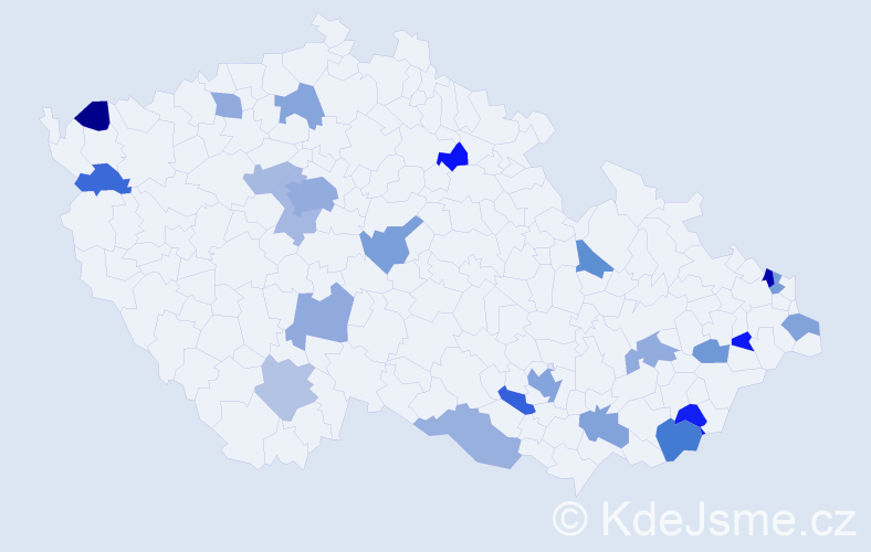 Jméno: 'Jela', počet výskytů 37 v celé ČR