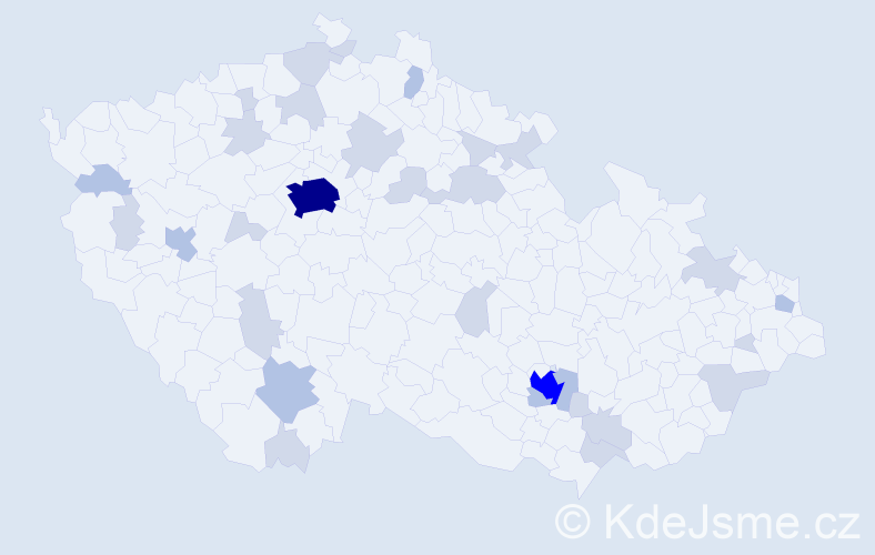 Jméno: 'Marc', počet výskytů 61 v celé ČR