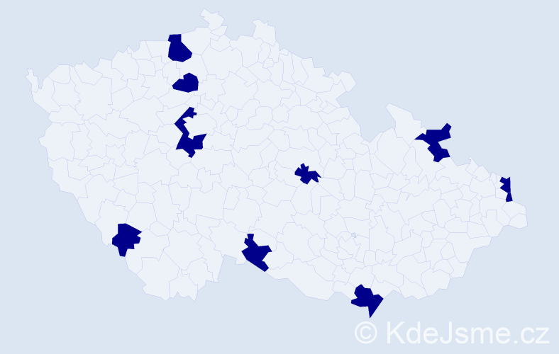 Jméno: 'Vavrinec', počet výskytů 10 v celé ČR
