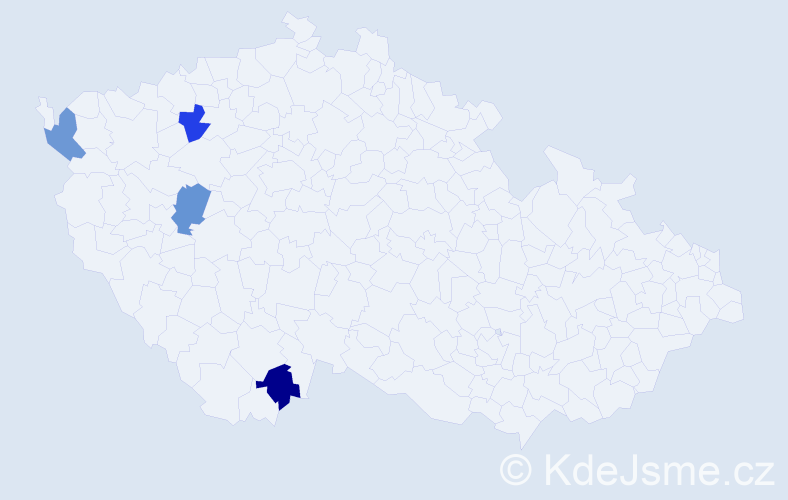Jméno: 'Iozef', počet výskytů 4 v celé ČR