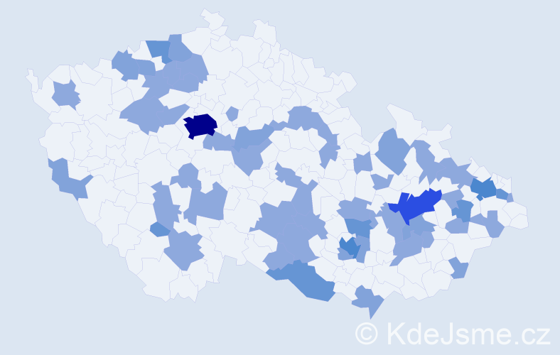 Jméno: 'Augustina', počet výskytů 95 v celé ČR
