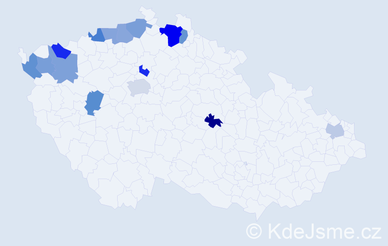 Jméno: 'Detlef', počet výskytů 19 v celé ČR