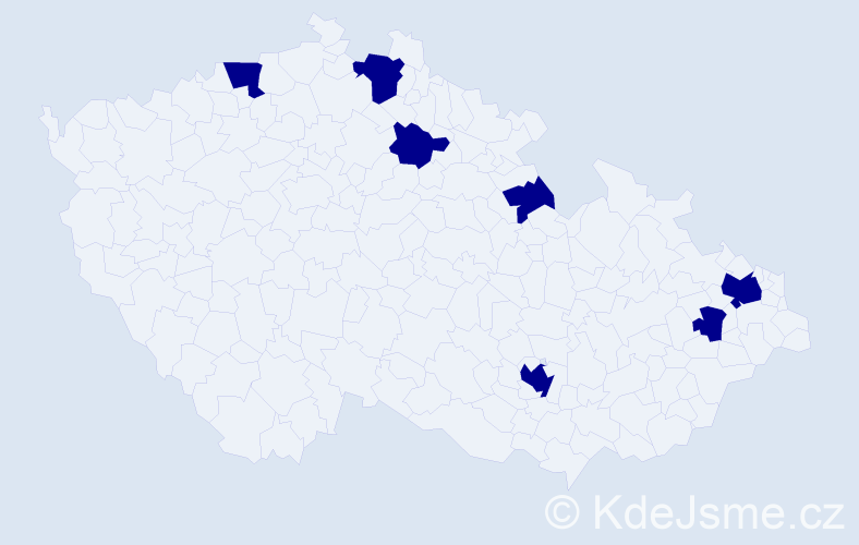 Jméno: 'Danička', počet výskytů 7 v celé ČR