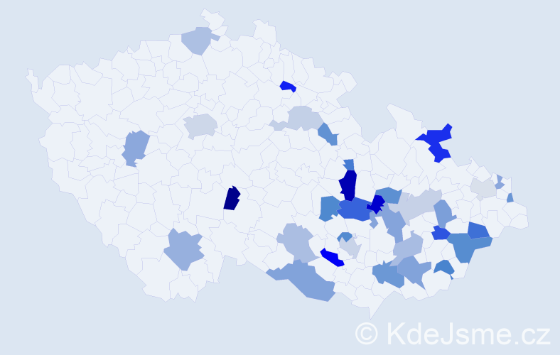 Jméno: 'Vincencie', počet výskytů 53 v celé ČR