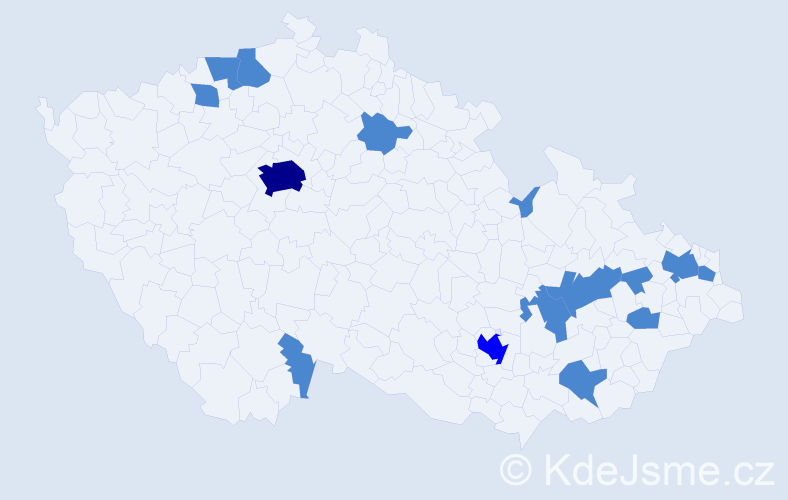 Jméno: 'Jesica', počet výskytů 18 v celé ČR