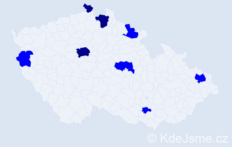 Jméno: 'Miruška', počet výskytů 11 v celé ČR