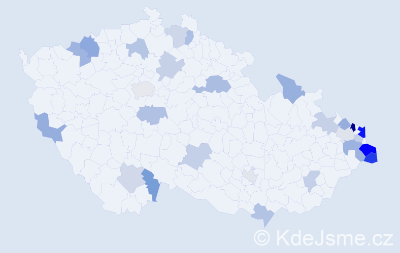 Jméno: 'Franciszek', počet výskytů 45 v celé ČR