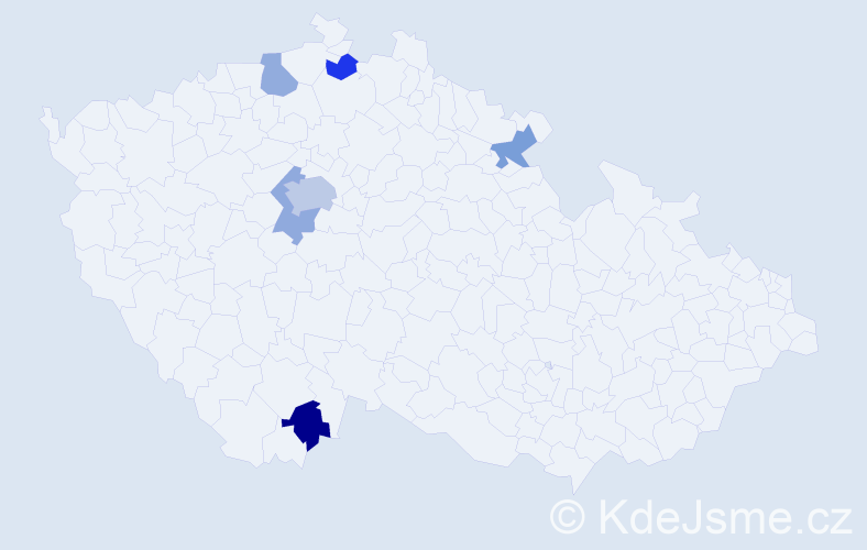 Jméno: 'Thu', počet výskytů 9 v celé ČR