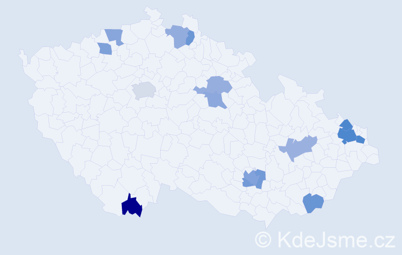 Jméno: 'Markos', počet výskytů 23 v celé ČR