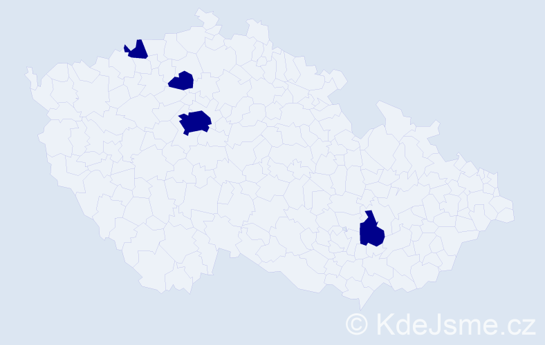 Jméno: 'Yasmeen', počet výskytů 4 v celé ČR