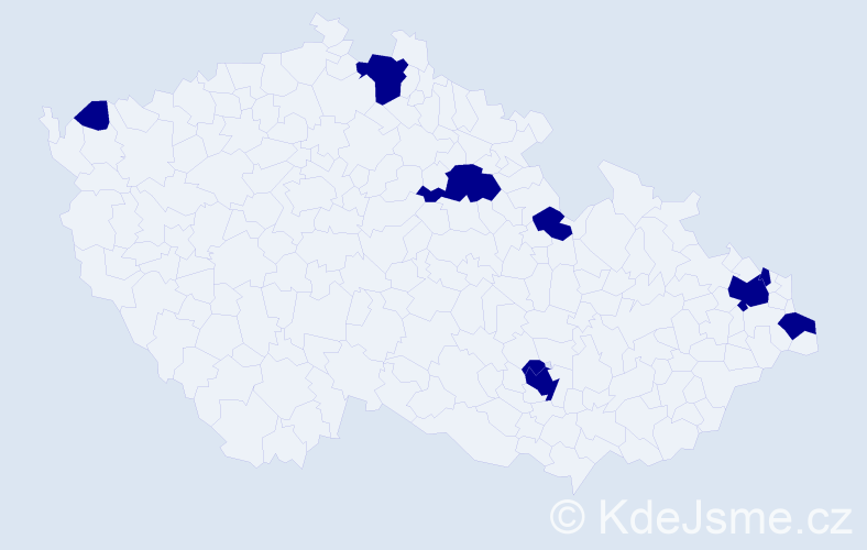 Jméno: 'Waclaw', počet výskytů 9 v celé ČR