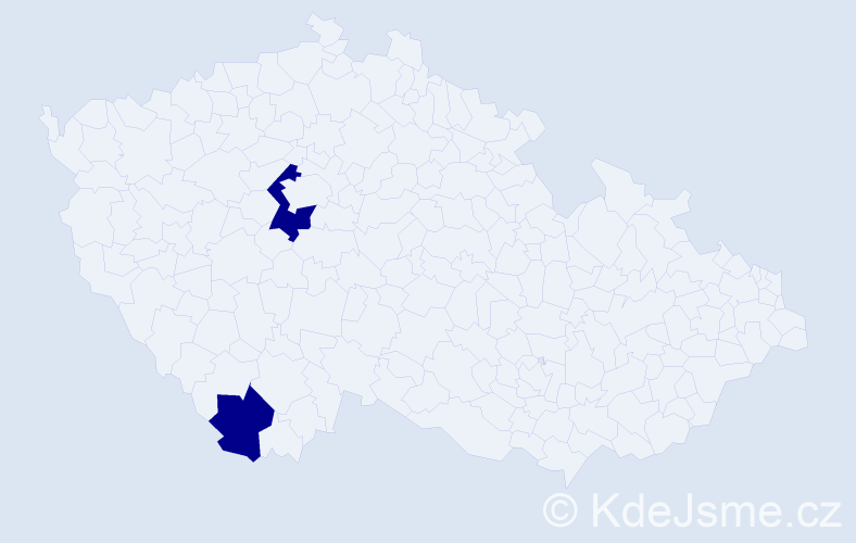 Jméno: 'Sac', počet výskytů 2 v celé ČR