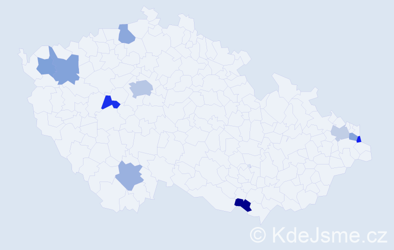 Jméno: 'Kilian', počet výskytů 13 v celé ČR