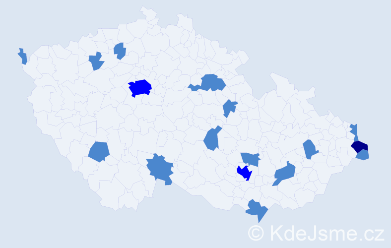 Jméno: 'Genovefa', počet výskytů 22 v celé ČR