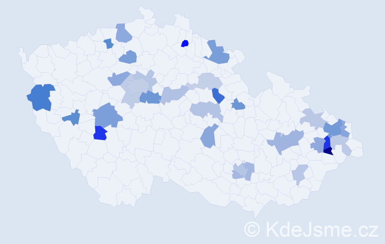 Jméno: 'Katuše', počet výskytů 58 v celé ČR