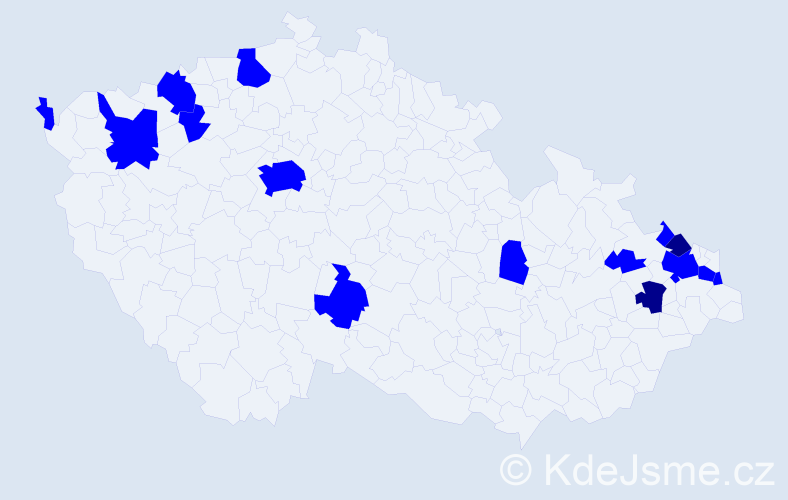 Jméno: 'Dětmar', počet výskytů 17 v celé ČR