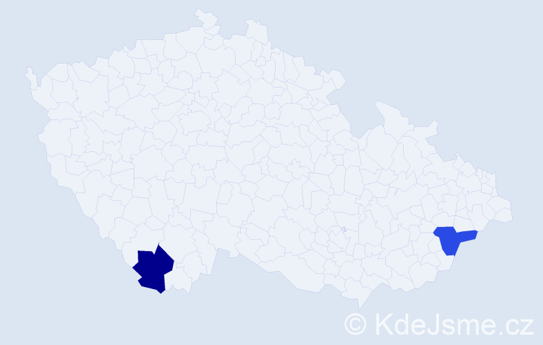 Jméno: 'Teoder', počet výskytů 2 v celé ČR