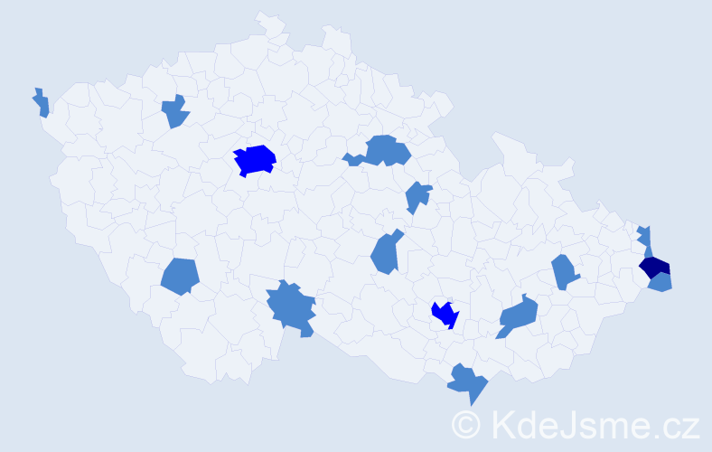 Jméno: 'Genovefa', počet výskytů 20 v celé ČR