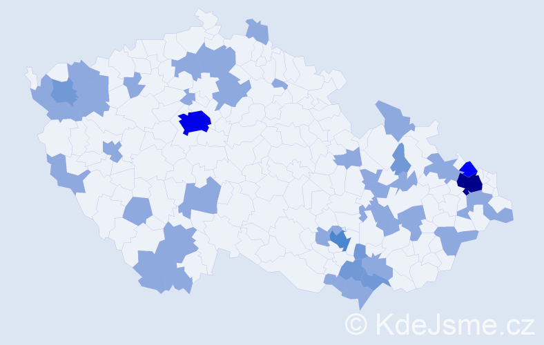 Jméno: 'Bernardina', počet výskytů 66 v celé ČR