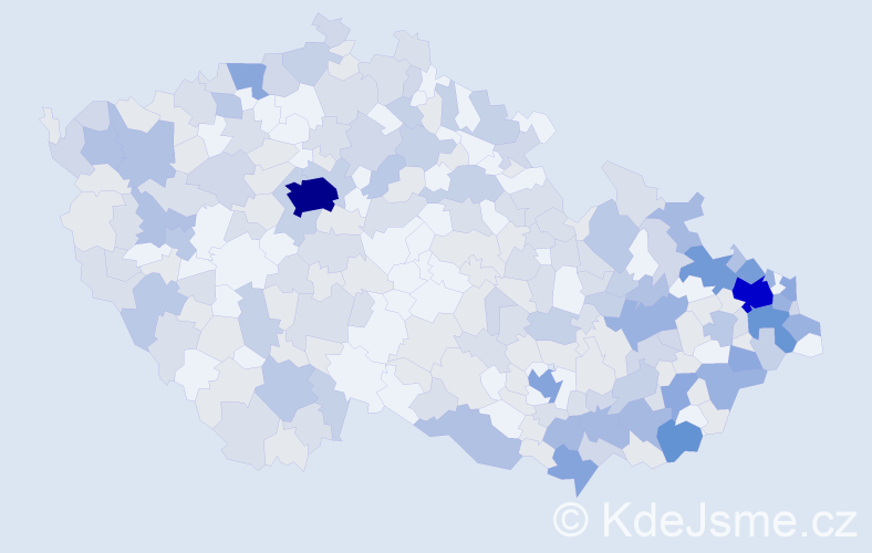 Jméno: 'Cecilie', počet výskytů 587 v celé ČR