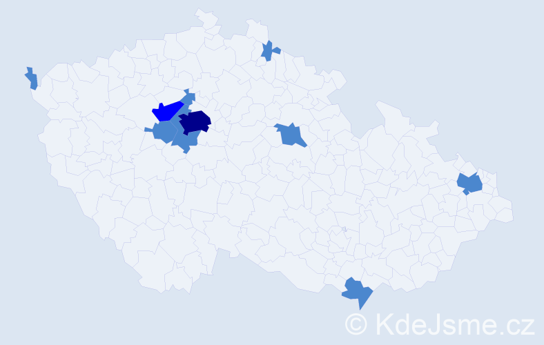Jméno: 'Tadeáš Jan', počet výskytů 13 v celé ČR