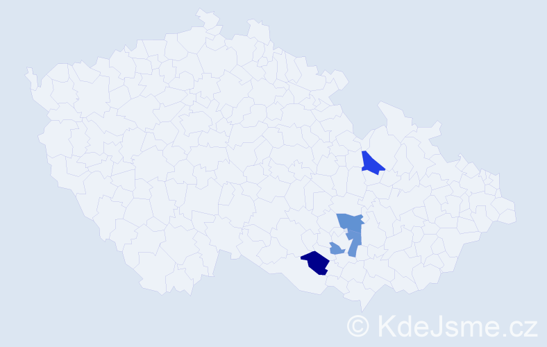 Jméno: 'Anděloslav', počet výskytů 4 v celé ČR