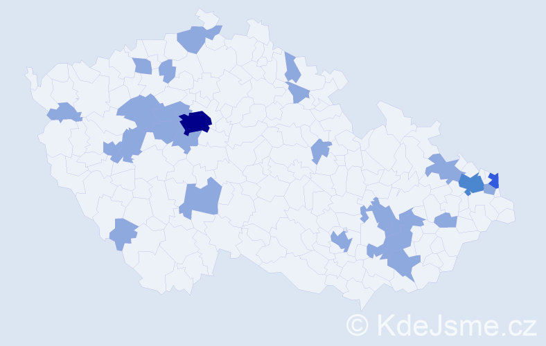 Jméno: 'Jeremy', počet výskytů 35 v celé ČR