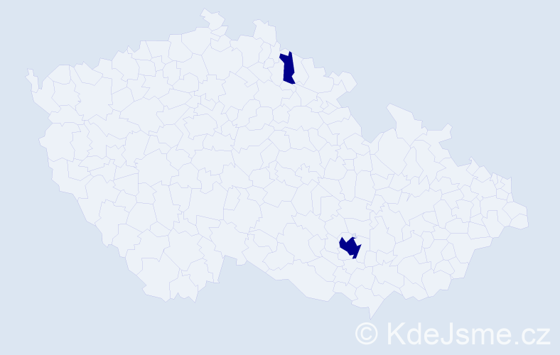 Jméno: 'Vilhelmina', počet výskytů 2 v celé ČR